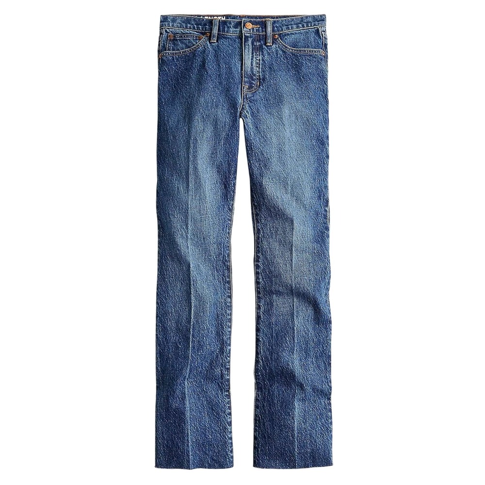 J.Crew Demi Boot Jeans Full Length Kamari Wash 32 Raw Hem High Rise BF569 Casual
